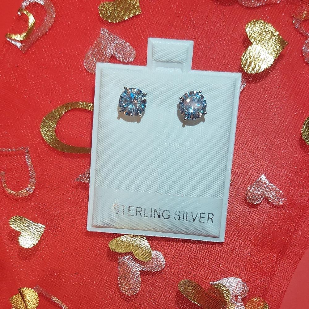 Sterling Silver Blue Stud Earrings